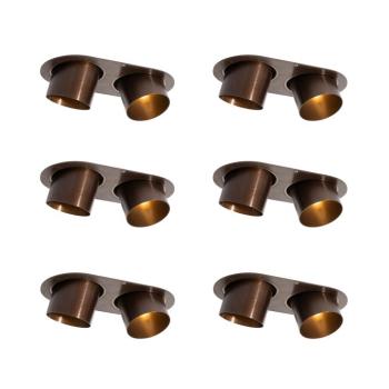 6 darabos süllyesztett spotlámpa szett sötét bronz GU10 70mm dönthető 2-lámpás - Installa kép