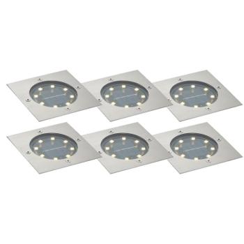 6 darabos szögletes alumínium LED-es földbe süllyeszthető lámpaszett IP65 szolár - Terry kép