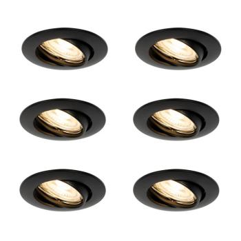 6 db fekete GU10 süllyesztett spotlámpa szett 35 mm - Edu kép
