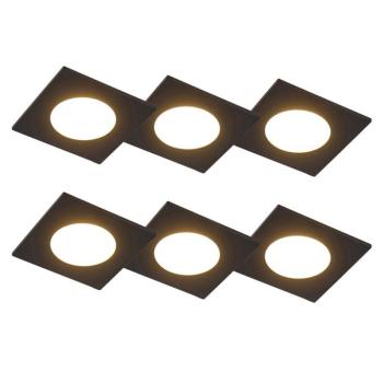 6 db-os beépített spotlámpa készlet fekete LED-del, 3 fokozatú fényerőszabályzóval, IP65 - Simply kép