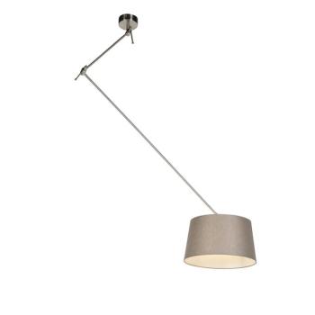 Acél függőlámpa taupe színű vászonbúrával 35 cm - Blitz kép
