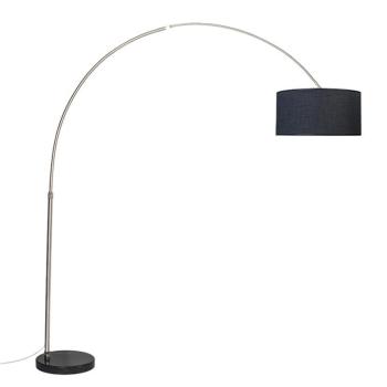 Acél ívlámpa szövetbúrával fekete 50 cm - XXL kép