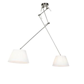 Acél lógólámpa redőzött árnyékolókkal krémszínű 35 cm 2-lámpás - Blitz kép