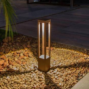 Agra LED-es útvilágítás, rozsdabarna, alumínium/üveg, magasság 65 cm kép