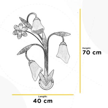 Alga fali lámpa, 3-as lámpa, vas, üveg, Florentine kép