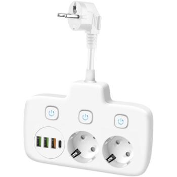  Aljzatelosztó kapcsolóval LINEA 2x230V + 4xUSB A/C SCHUKO fehér  kép