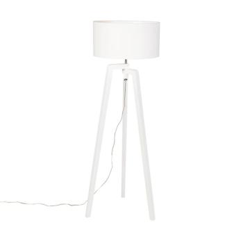 Állólámpa állvány fehér fa fehér árnyékolóval 50 cm - Puros kép