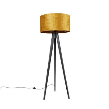 Állólámpa állvány fekete aranyszínű árnyékolóval 50 cm - Tripod Classic kép