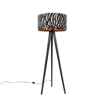 Állólámpa állvány fekete zebra árnyékolóval 50 cm - Tripod Classic kép