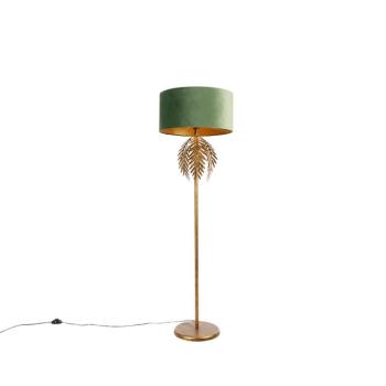 Állólámpa arany 145 cm bársony árnyékolóval zöld 50 cm - Botanica kép