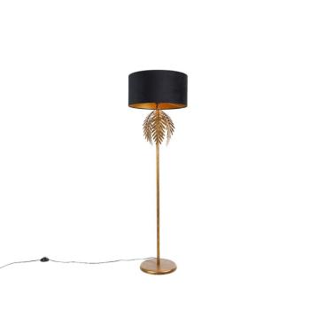 Állólámpa arany 145 cm fekete bársony árnyékolóval 50 cm - Botanica kép