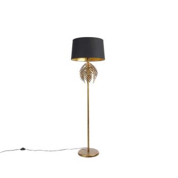 Állólámpa arany 145 cm fekete pamut búrával 50 cm - Botanica kép