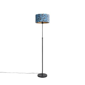 Állólámpa fekete bársony árnyékolóval pillangókkal 35 cm - Parte kép