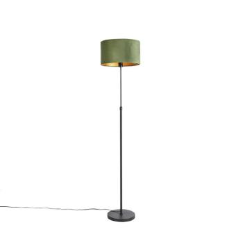Állólámpa fekete bársony árnyékolóval zölddel és arannyal 35 cm - Parte kép