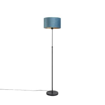 Állólámpa fekete kék bársony árnyékolóval, aranyozott 35 cm - Parte kép