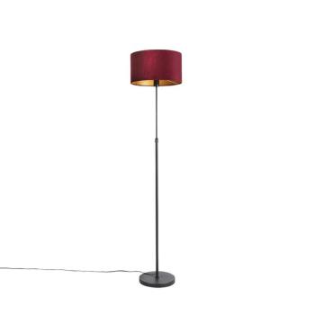 Állólámpa fekete piros bársony árnyékolóval aranyozott 35 cm - Parte kép