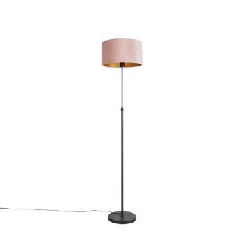 Állólámpa fekete rózsaszín bársony árnyékolóval, arannyal 35 cm - Parte kép