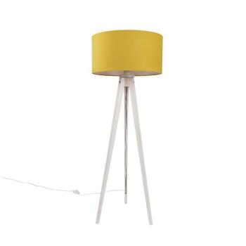 Állólámpa háromlábú állvánnyal, fehér színben, sárga szövetbúrával, 50 cm - Tripod Classic kép