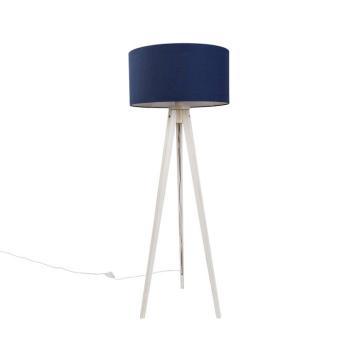 Állólámpa háromlábú állvánnyal, fehér színben, sötétkék szövetbúrával, 50 cm - Tripod Classic kép