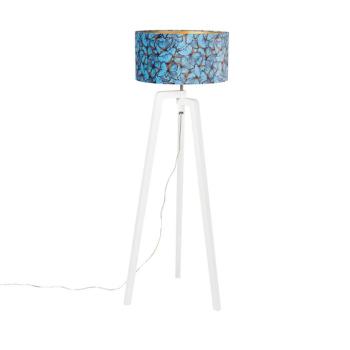 Állólámpa háromlábú fa, pillangós bársony árnyékolóval 50 cm - Puros kép