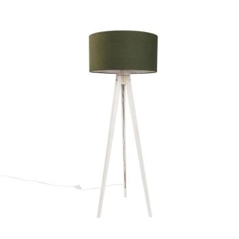 Állólámpa háromlábú fehér, sötétzöld szövetbúrával 50 cm - Tripod Classic kép