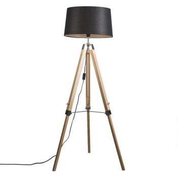 Állólámpa natúr fekete vászon búrával 45 cm - Tripod kép