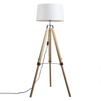 Állólámpa természetes színű, fehér vászonbúrával 45 cm - Tripod kép