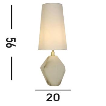 Apex asztali lámpa, fehér/fehér, magasság 55,5 cm, textil/gyanta kép