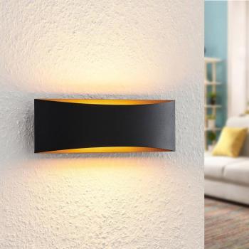 Arcchio LED fali lámpa Jelle, 27 cm, fekete/arany, fel/le, le/fel kép