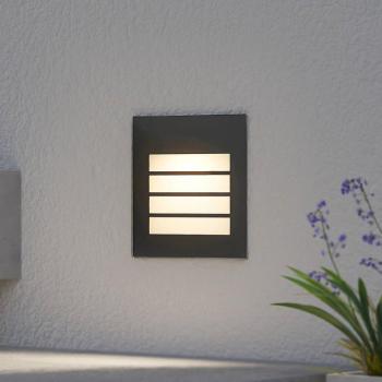 Arcchio LED fali süllyesztett lámpa Zamo, lamellás, fekete, IP65 kép