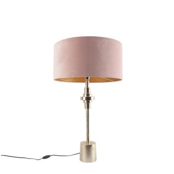 Art Deco asztali lámpa arany bársony búrával, rózsaszín, 50 cm - Diverso kép