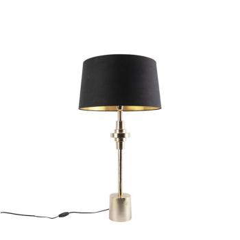 Art Deco asztali lámpa arany és fekete pamut búrával 45 cm - Diverso kép