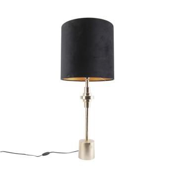 Art Deco asztali lámpa arany fekete bársony árnyékolóval 40 cm - Diverso kép