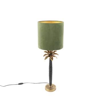 Art Deco asztali lámpa bársony árnyékolóval zöld 25 cm - Areka kép