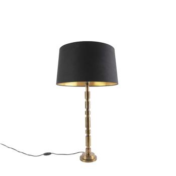 Art Deco asztali lámpa bronz fekete pamut búrával 45 cm - Torre kép