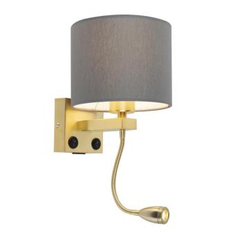 Art Deco fali lámpa arany színben, USB-vel és szürke búrával - Brescia kép