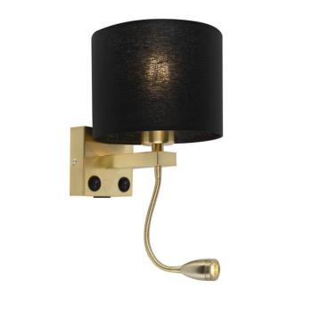 Art Deco fali lámpa arany USB-vel és fekete árnyékolóval - Brescia kép