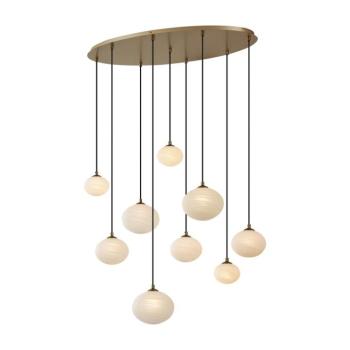Art Deco függőlámpa arany színben, opálüveggel, 9-es - Yani kép