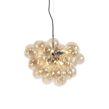 Art Deco függőlámpa fekete borostyán üveggel 8 lámpás - Uvas kép