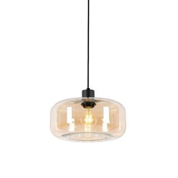 Art Deco függőlámpa fekete borostyánüveggel - Bizle kép