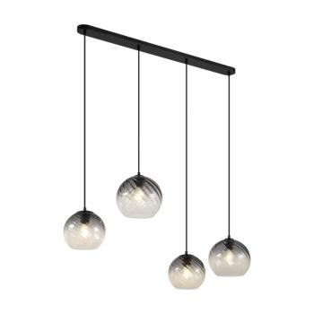 Art Deco függőlámpa fekete füstüveggel, négyszögletes, 4-es - Bao kép