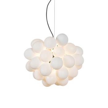 Art Deco függőlámpa fekete opál üveggel 8-lámpás kerek - Uvas kép