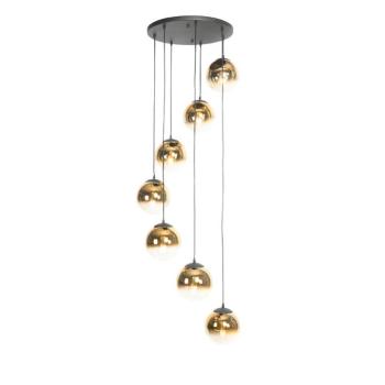 Art Deco lógólámpa fekete aranyszínű üveggel 7-lámpás - Pallon kép