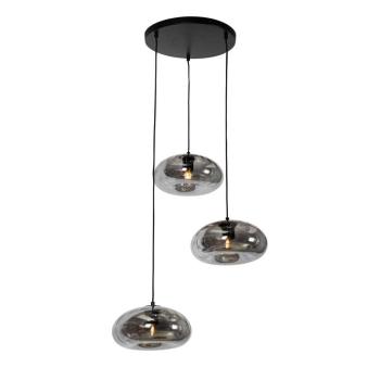 Art Deco lógólámpa fekete füstüveggel kerek 3-lámpás - Ayesha kép