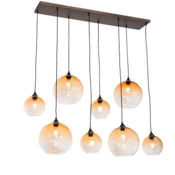Art Deco lógólámpa sötét bronz színű borostyánüveggel 8 lámpás - Sandra kép