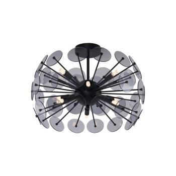 Art Deco mennyezeti lámpa fekete füstüveggel - Atomic kép