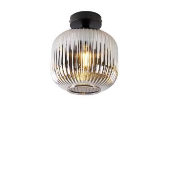 Art deco mennyezeti lámpa fekete füstüveggel - Karel kép