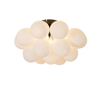 Art Deco mennyezeti lámpa fekete opál üveggel 4 lámpás - Uvas kép