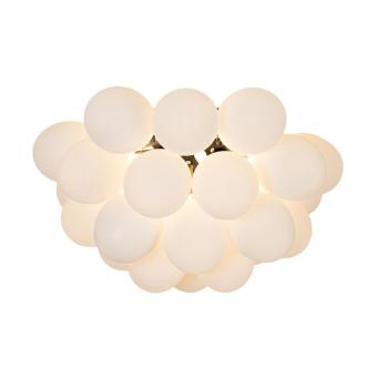 Art Deco mennyezeti lámpa fekete opál üveggel 6 lámpás - Uvas kép