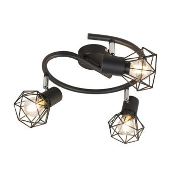 Art Deco reflektor fekete állítható 3-lámpás - Mosh kép